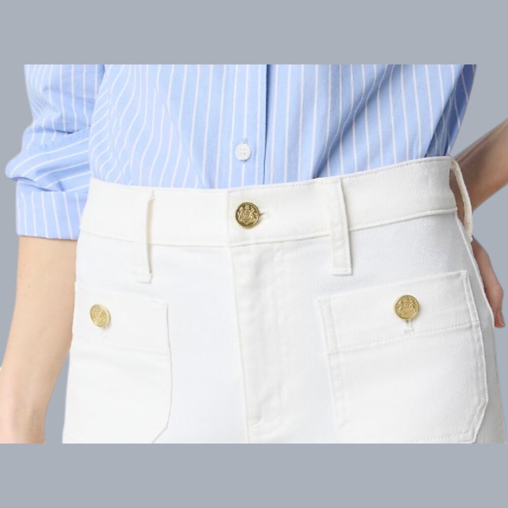 New! J.Crew Wm's Sz 30P Premium White Full Length Slim Wide-Leg Pant #